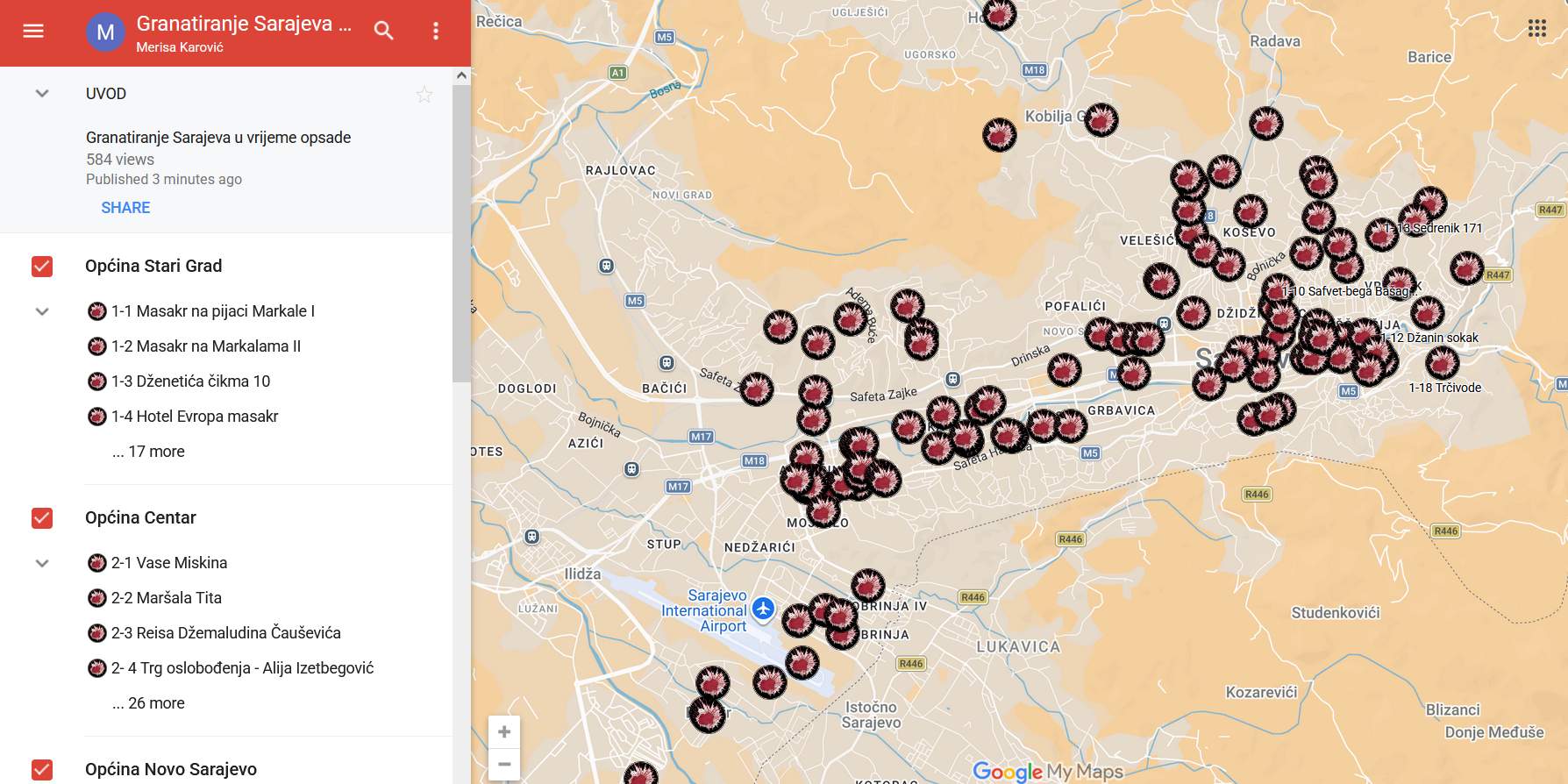 Interaktivna mapa Sarajevo.jpg - Predstavljena interaktivna mapa “Granatiranje Sarajeva u vrijeme opsade”