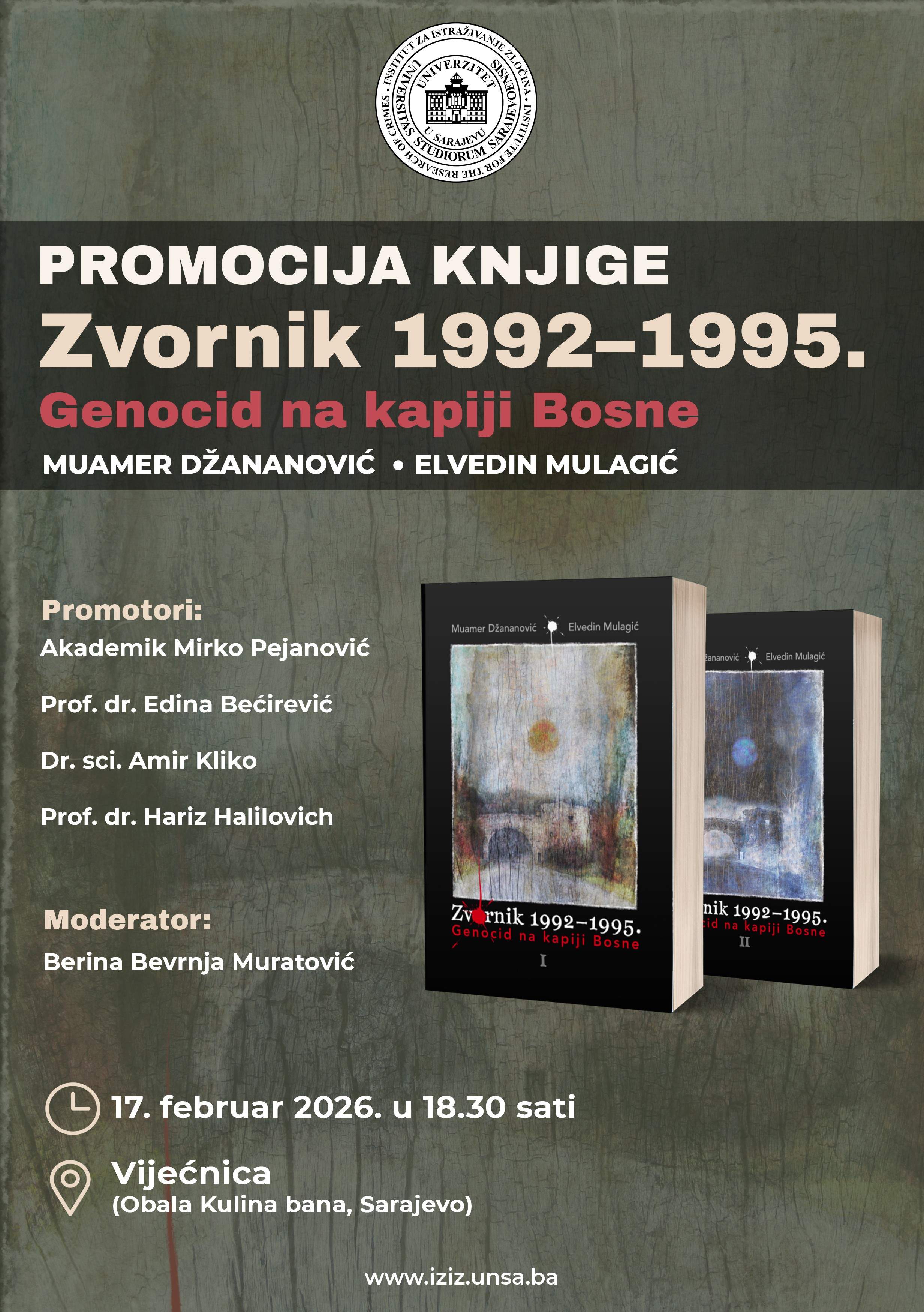Plakat_Zvornik.jpg - Promocija knjige &ldquo;Zvornik 1992&ndash;1995: Genocid na kapiji Bosne&rdquo; u Vijećnici