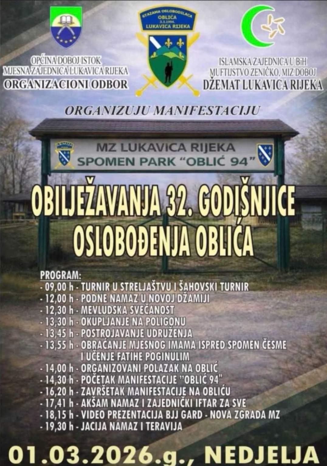 Oblić2026.jpg - Doboj Istok: Obilježavanje 32. godi&scaron;njice oslobođenja Oblića
