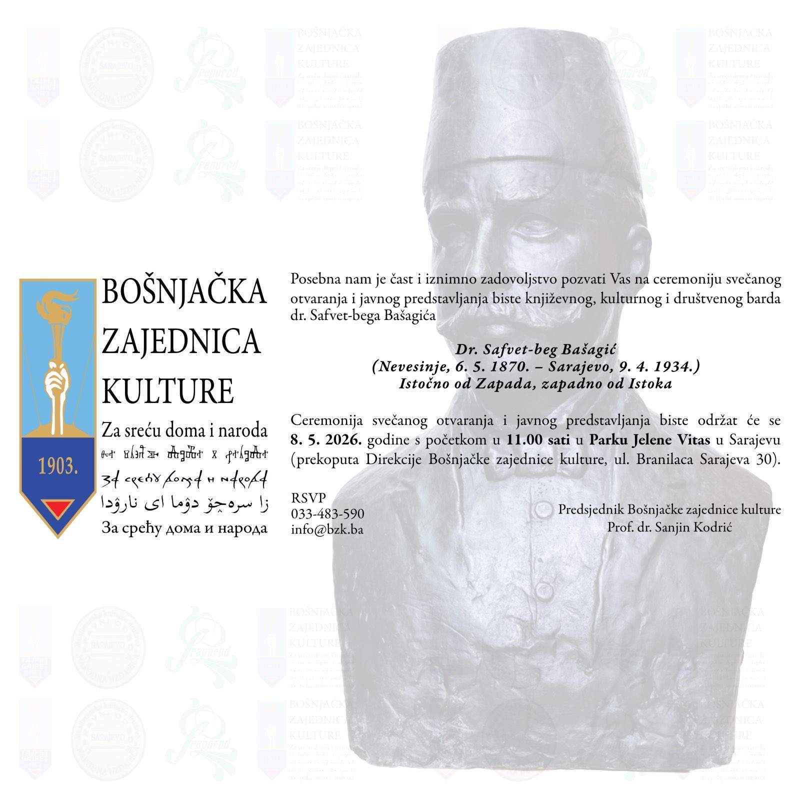 viber_image_2026-05-06_15-20-42-399.jpg - U četvrtak svečano otkrivanje biste Safvet-bega Ba&scaron;agića u Sarajevu