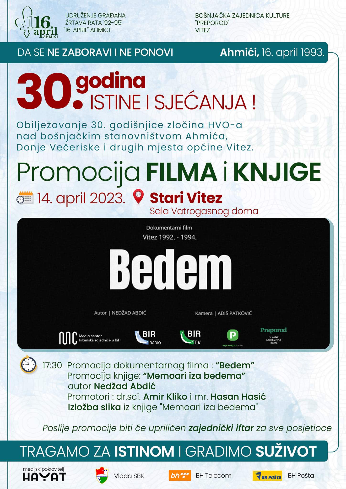 338537701_604659001566719_9099623243827715975_n.jpg - Promocija filma Bedem i knjige Memoari iza bedema Nedžada Abdića 14. aprila