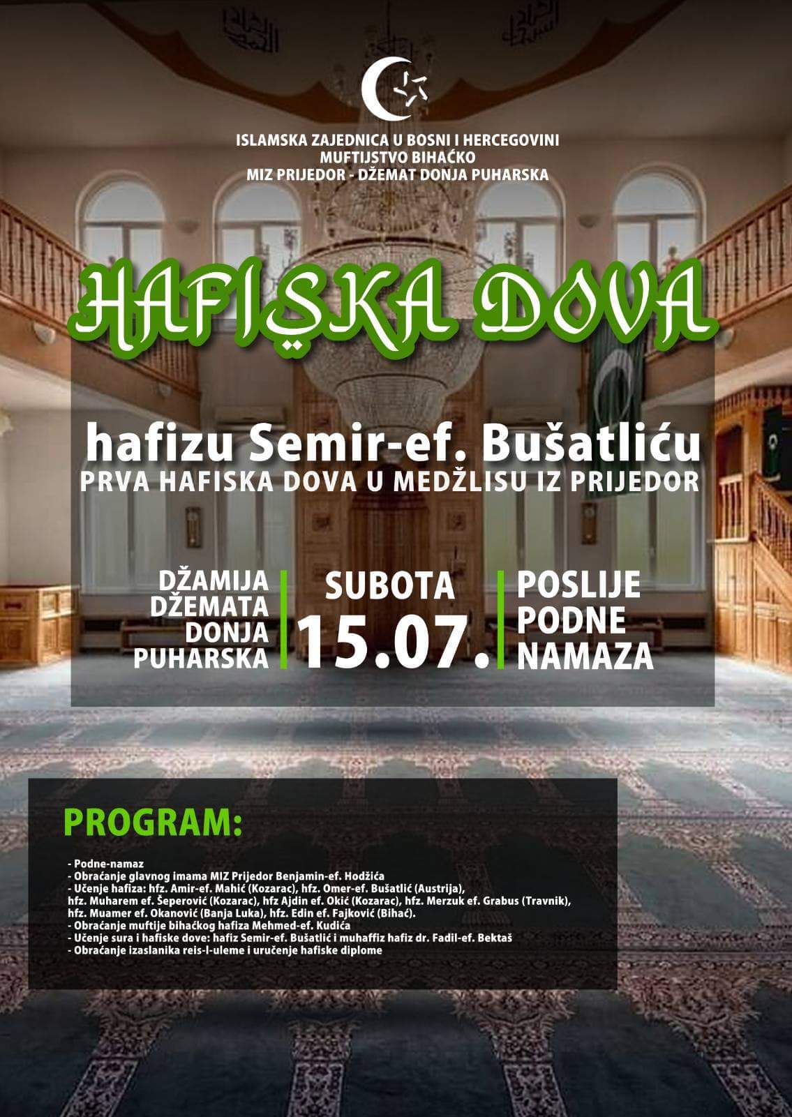 Hafiska-dova-hafizu-Busatlicu.jpg - Sutra prva hafiska dova u Prijedoru