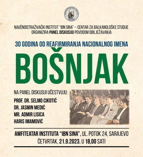 viber_slika_2023-09-18_15-11-23-023.jpg - Panel-diskusija povodom obilježavanja 30 godina od reafirmiranja nacionalnog imena Bošnjak 21. septembra