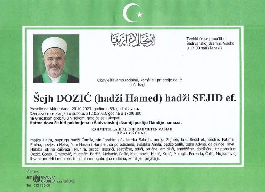 ddd.jpg - Na ahiret preselio imam Šadrvanske džamije u Visokom Husein-ef. Đozić