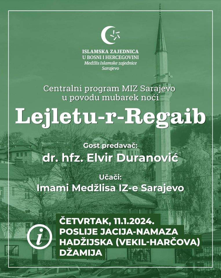 417775207_412216374493218_7519998046479525962_n.jpg - MIZ Sarajevo: U Hadžijskoj džamiji centralni program za Lejletur-regaib